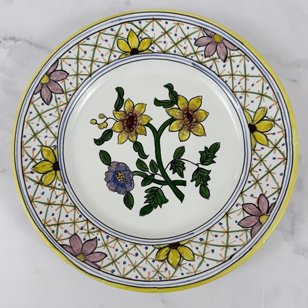 Hand Painted Floral 8" Ceramic Plate Made in Portugal Signed